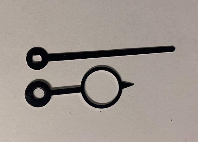 2-3/8" Black contemporary Style "I" shaft hands for Quartz Clock Movements