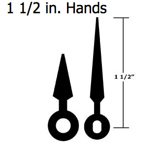 1-1/2" Black Reverse Hub quartz hands "I" shaft