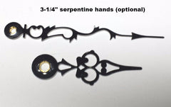 Serpentine hands for Youngtown quartz clock movement # 12888